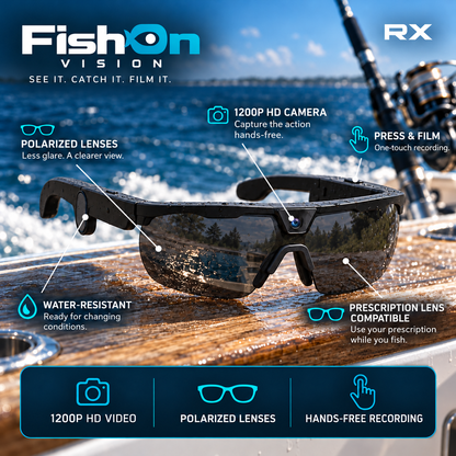 FishOn Vision RX prescription camera clip-on sunglasses