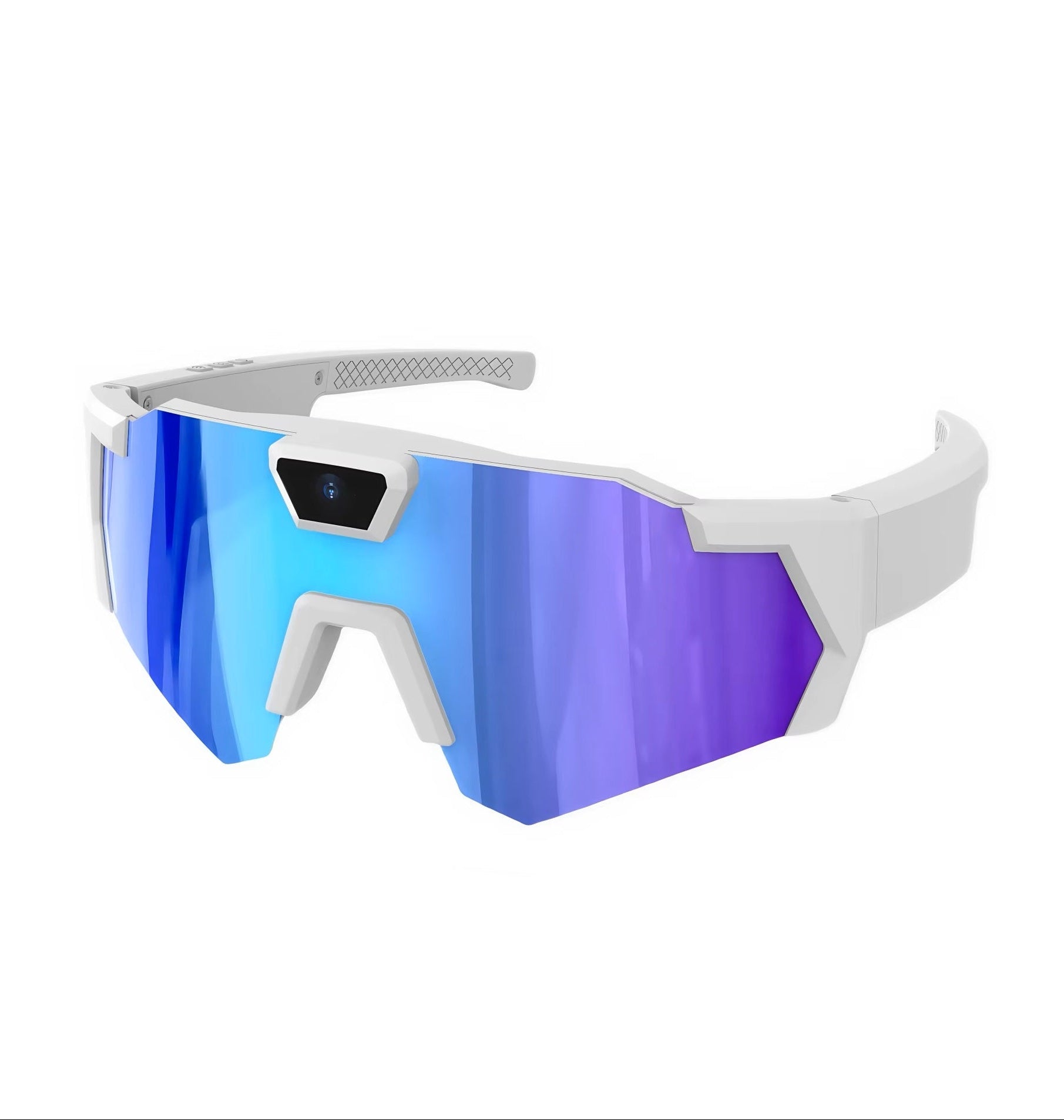 Polarized fishing sunglasses with blue and purple mirrored lenses